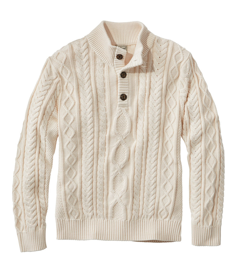 Men's Bean's Heritage Soft Cotton Fisherman Sweater, Button-Mock | L.L.Bean US