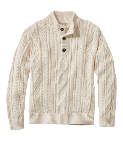 Men's Bean's Heritage Soft Cotton Fisherman Sweater, Button-Mock | L.L.Bean US