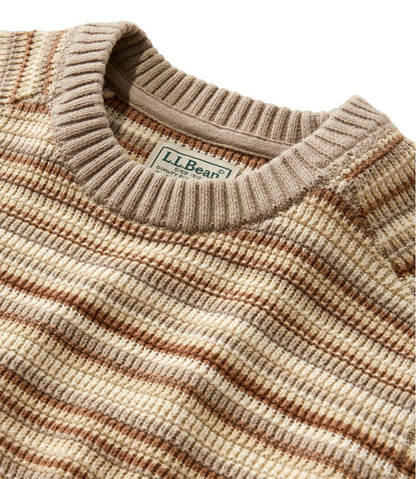 Men's Sunwashed Textured Cotton Sweater, Crewneck, Stripe | L.L.Bean on sale