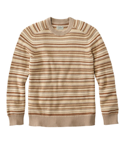 Men's Sunwashed Textured Cotton Sweater, Crewneck, Stripe | L.L.Bean on sale