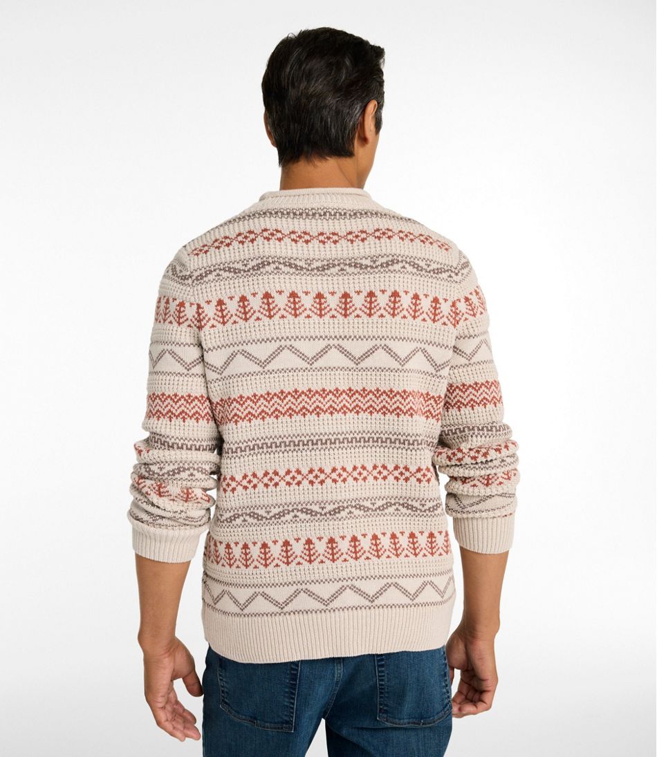 Men's Organic Cotton Waffle Sweater, Crewneck, Fair Isle | L.L.Bean online
