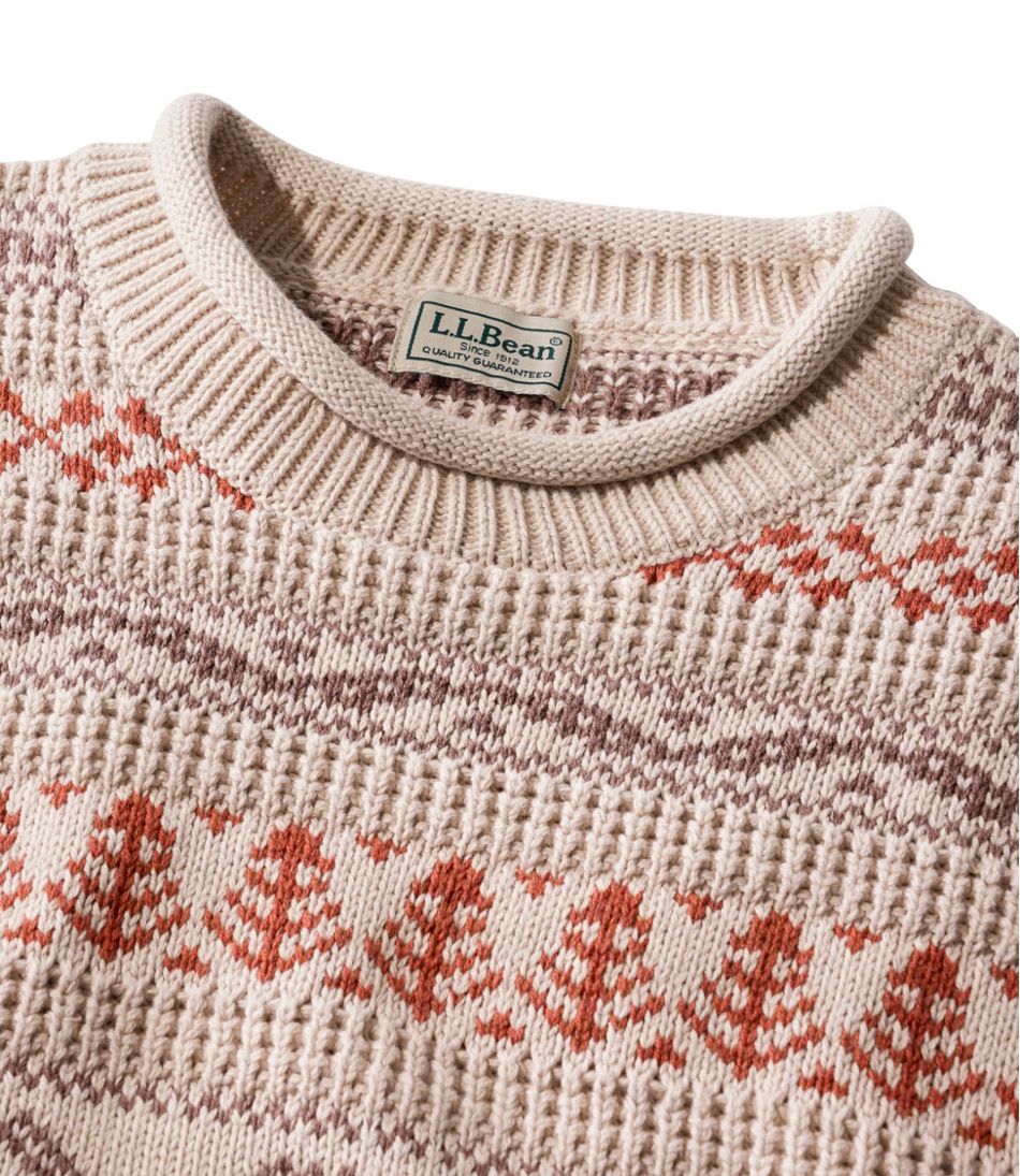 Men's Organic Cotton Waffle Sweater, Crewneck, Fair Isle | L.L.Bean online