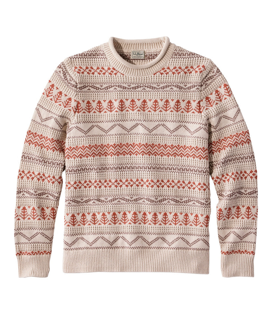 Men's Organic Cotton Waffle Sweater, Crewneck, Fair Isle | L.L.Bean online