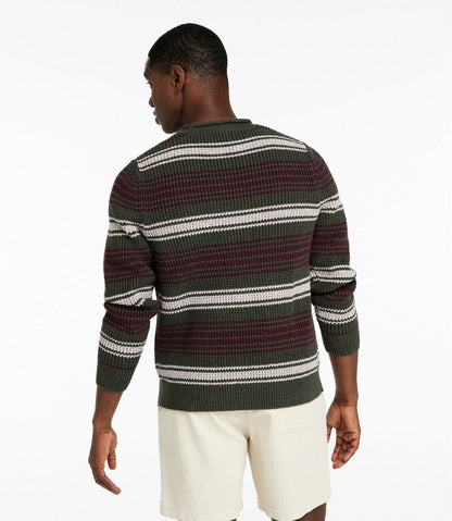 Men's Organic Cotton Waffle Sweater, Rollneck Crew, Stripe | L.L.Bean US