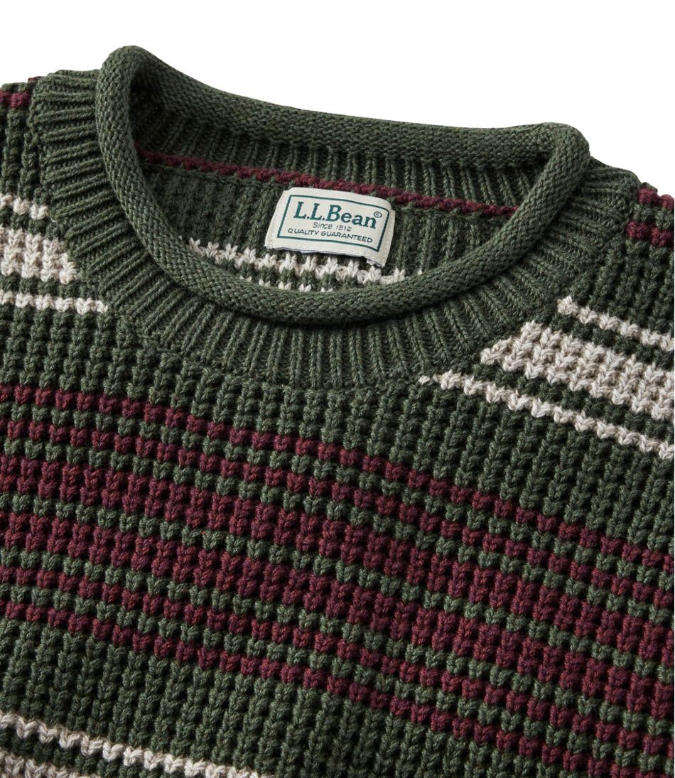 Men's Organic Cotton Waffle Sweater, Rollneck Crew, Stripe | L.L.Bean US