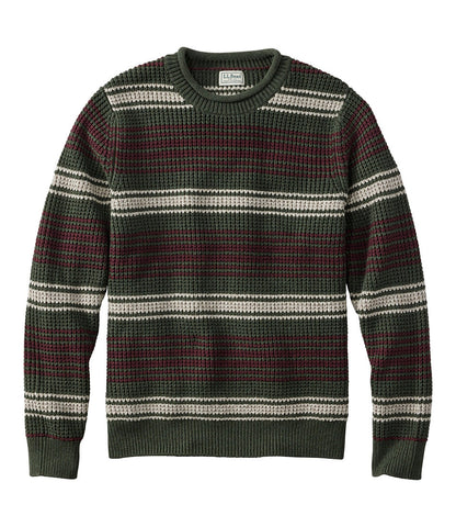 Men's Organic Cotton Waffle Sweater, Rollneck Crew, Stripe | L.L.Bean US