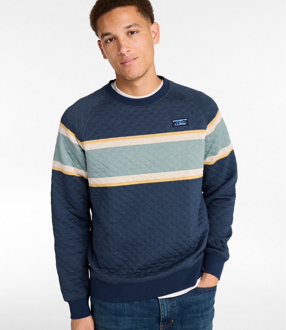 Men's Quilted Sweatshirt, Crewneck, Stripe | L.L.Bean online