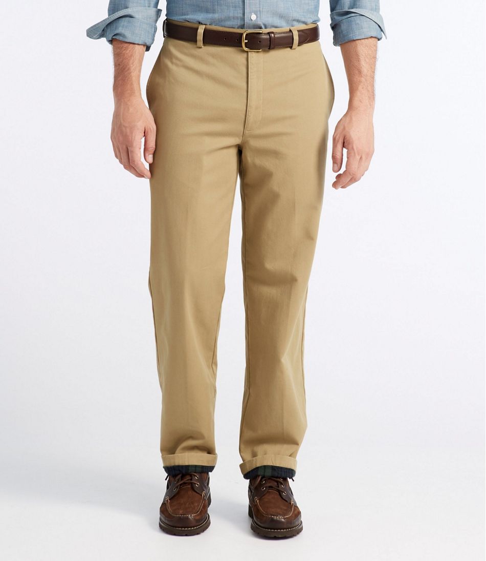 Men's Double L® Chinos, Natural Fit, Plain Front, Flannel-Lined | L.L.Bean US