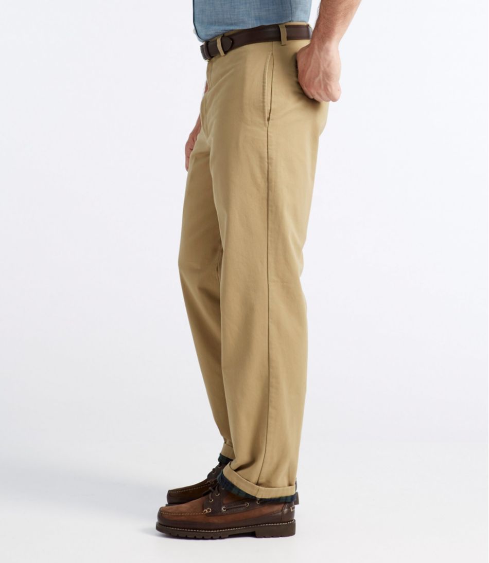 Men's Double L® Chinos, Natural Fit, Plain Front, Flannel-Lined | L.L.Bean US