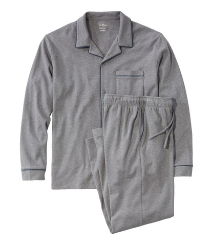 Men's Bean's Cotton Knit Pajamas, Button-Front PJ Set | L.L.Bean US