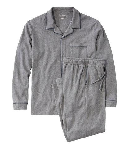 Men's Bean's Cotton Knit Pajamas, Button-Front PJ Set | L.L.Bean US