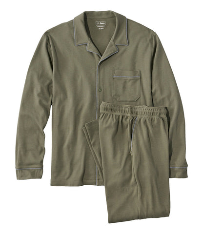 Men's Bean's Cotton Knit Pajamas, Button-Front PJ Set | L.L.Bean US