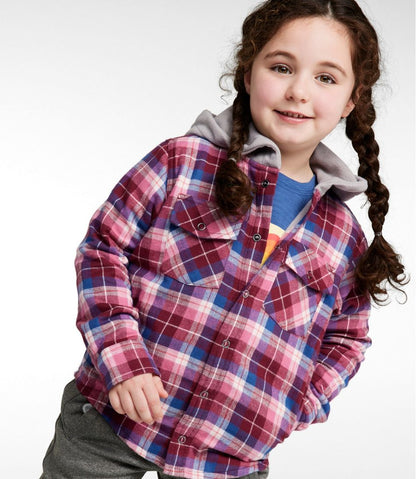 Kids' Fleece-Lined Flannel Shirt, Hooded Plaid | L.L.Bean US