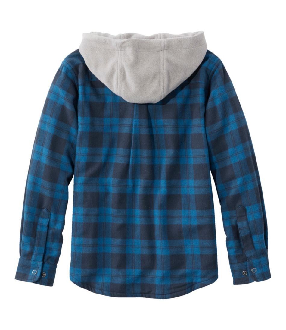 Kids' Fleece-Lined Flannel Shirt, Hooded Plaid | L.L.Bean US