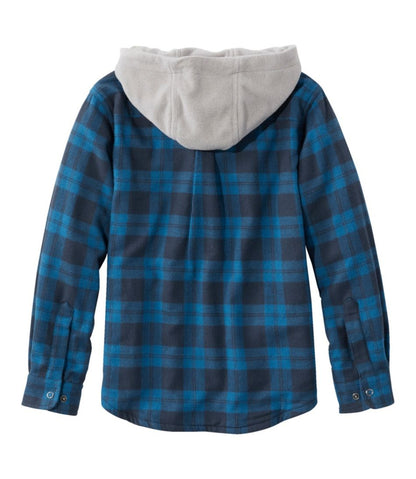 Kids' Fleece-Lined Flannel Shirt, Hooded Plaid | L.L.Bean US