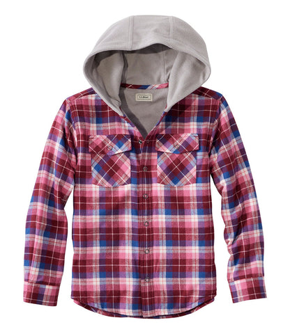 Kids' Fleece-Lined Flannel Shirt, Hooded Plaid | L.L.Bean US