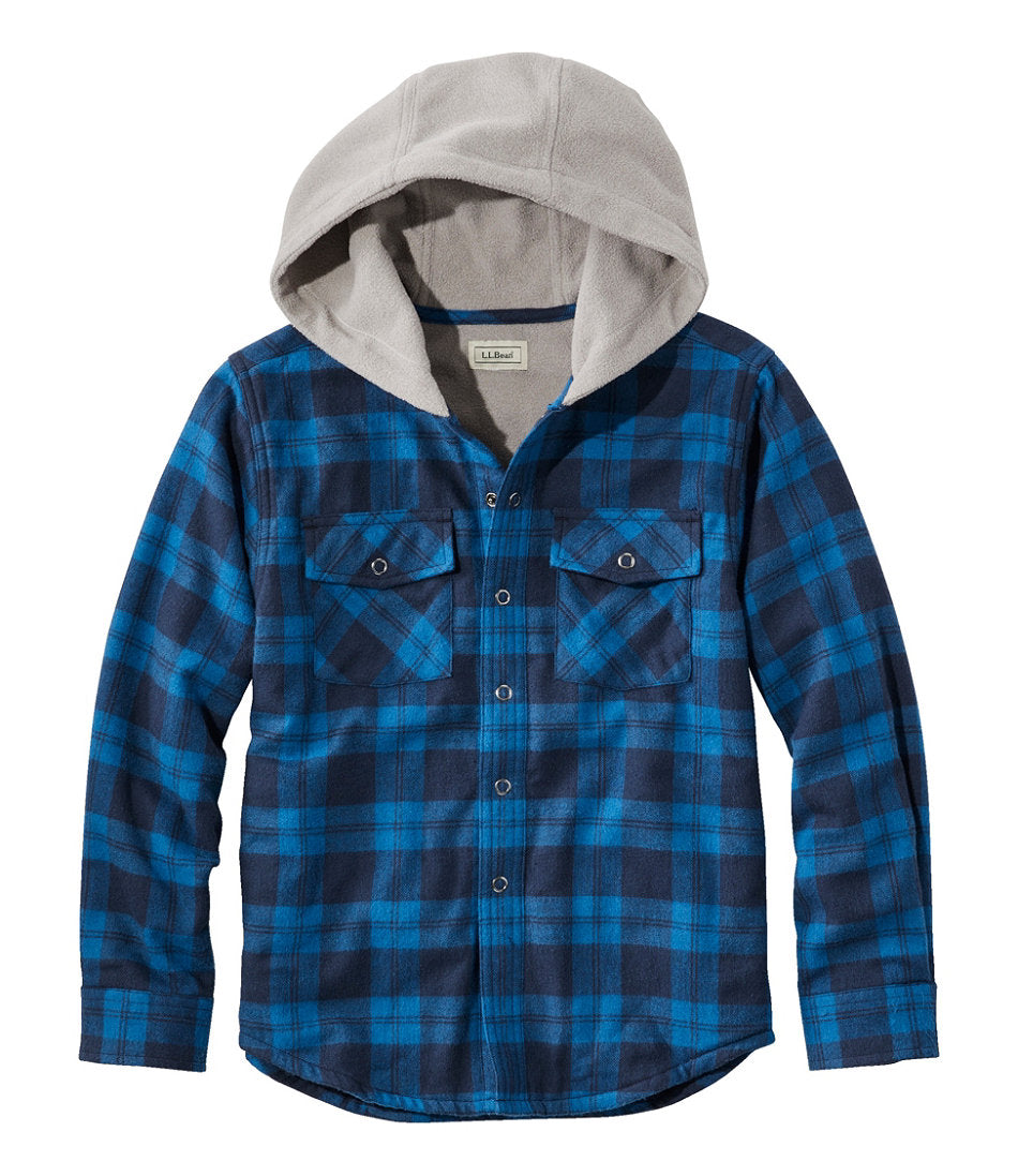 Kids' Fleece-Lined Flannel Shirt, Hooded Plaid | L.L.Bean US