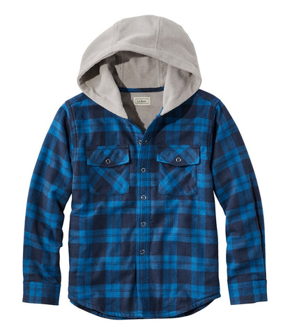 Kids' Fleece-Lined Flannel Shirt, Hooded Plaid | L.L.Bean US