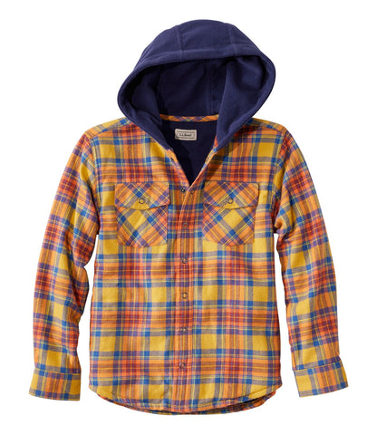 Kids' Fleece-Lined Flannel Shirt, Hooded Plaid | L.L.Bean US