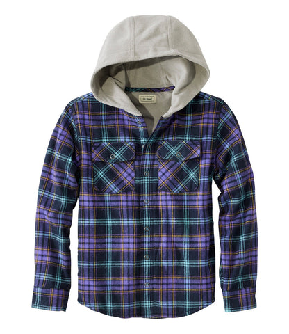Kids' Fleece-Lined Flannel Shirt, Hooded Plaid | L.L.Bean US