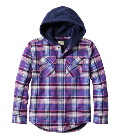 Kids' Fleece-Lined Flannel Shirt, Hooded Plaid | L.L.Bean US