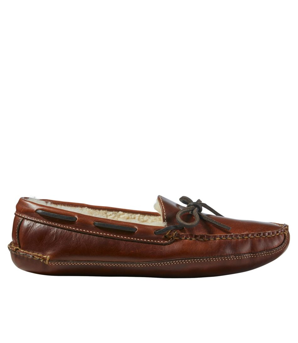 Men's Leather Double-Sole Slippers, Shearling-Lined | L.L.Bean online