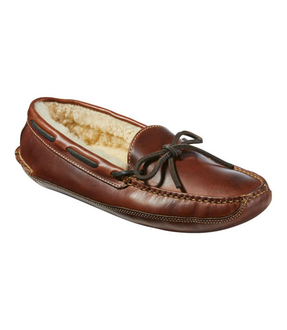 Men's Leather Double-Sole Slippers, Shearling-Lined | L.L.Bean online