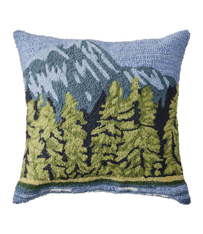 Indoor/Outdoor Hooked Pillow, Lakeside Mountain Scene | L.L.Bean discount