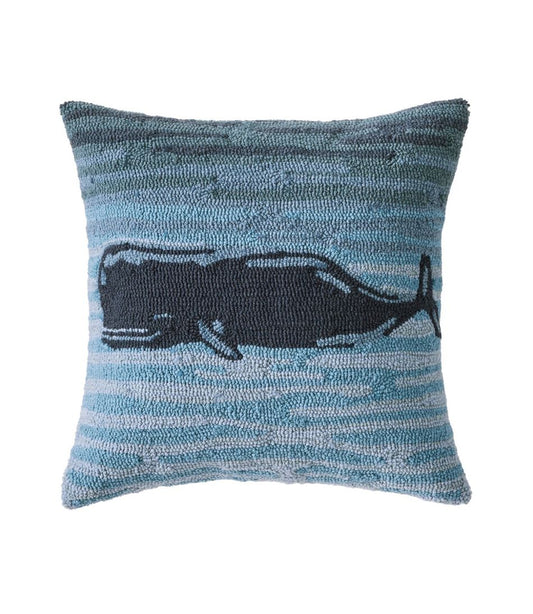 Indoor/Outdoor Hooked Pillow, 18x18 Whale | L.L.Bean US
