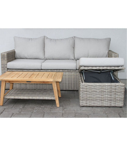 Wicker Storage Sofa and Teak Coffee Table Set | L.L.Bean outlet