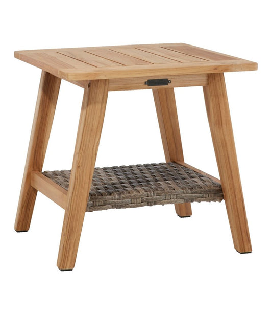 Teak Side Table with Wicker Storage Shelf | L.L.Bean discount