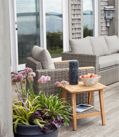 Teak Side Table with Wicker Storage Shelf | L.L.Bean discount