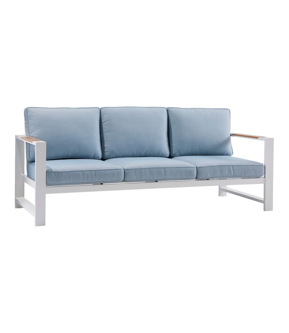 White Aluminum Deep Seating Sofa with Blue Cushions | L.L.Bean online