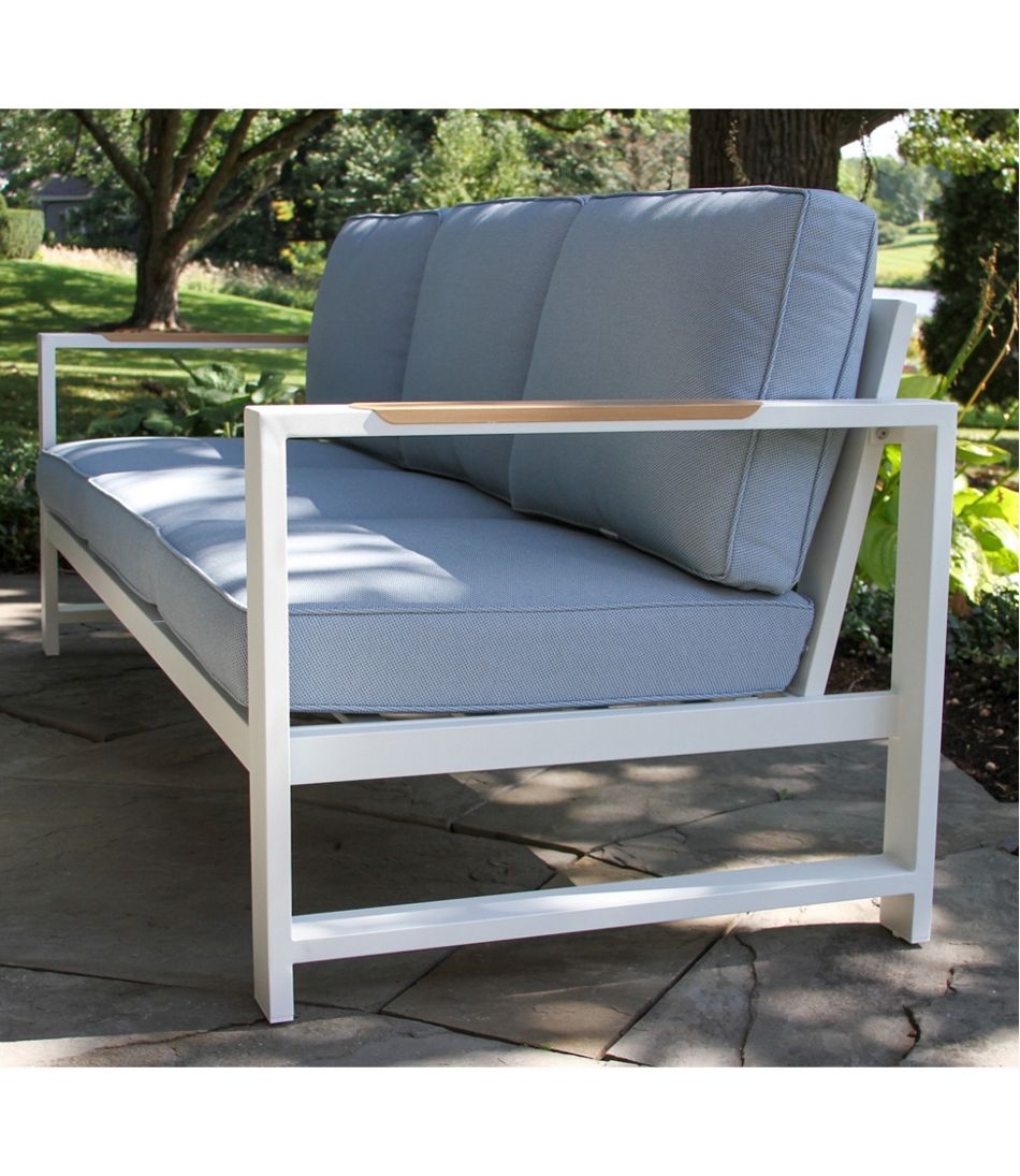 White Aluminum Deep Seating Sofa with Blue Cushions | L.L.Bean online