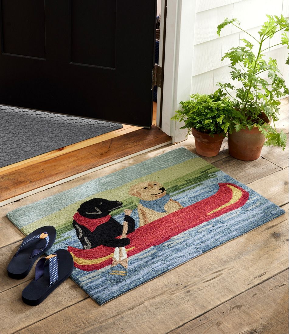 Indoor/Outdoor Vacationland Rug, Dog Canoe | L.L.Bean online