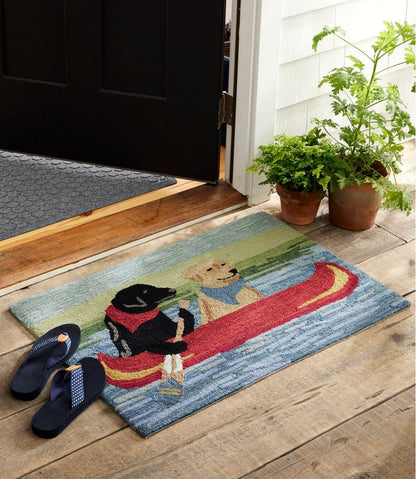 Indoor/Outdoor Vacationland Rug, Dog Canoe | L.L.Bean online