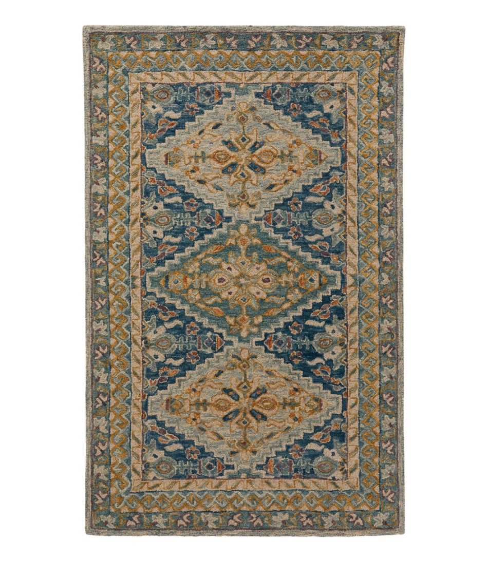 Bordered Medallion Wool Tufted Rug, Blue Multi | L.L.Bean discount