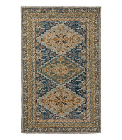 Bordered Medallion Wool Tufted Rug, Blue Multi | L.L.Bean discount