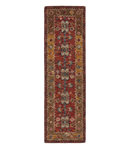 Double Border Wool Hooked Runner, Sienna Multi | L.L.Bean US