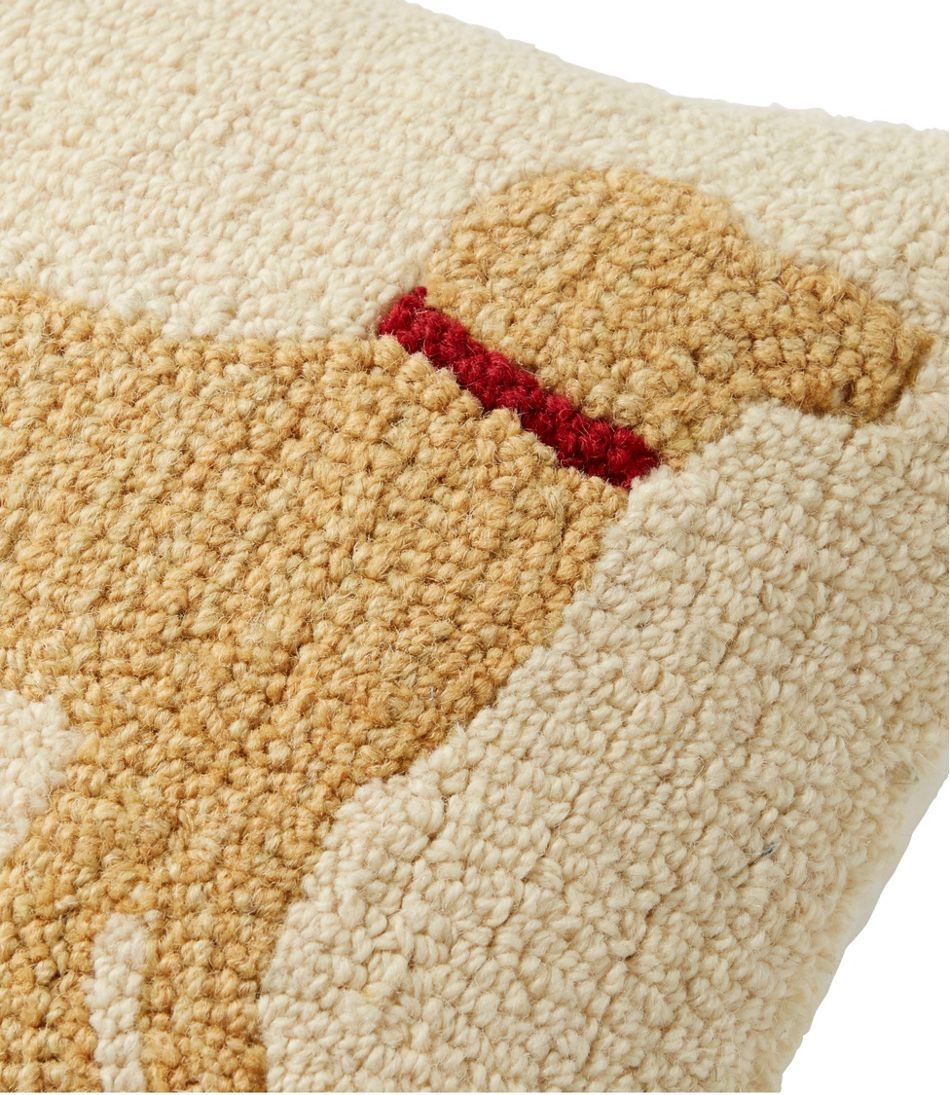 Wool Hooked Throw Pillow, Yellow Dog, 14" x 14" | L.L.Bean online
