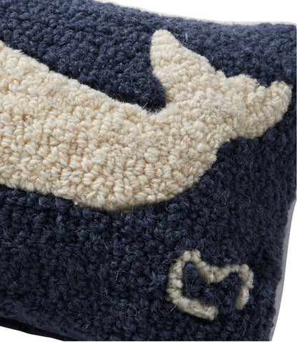 Wool Hooked Throw Pillow, Whale, 8" x 12" | L.L.Bean on sale