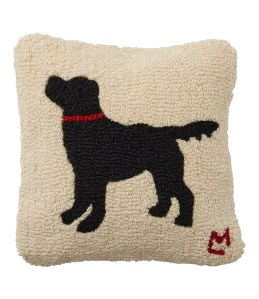 Wool Hooked Throw Pillow, Black Dog, 14" x 14" | L.L.Bean online