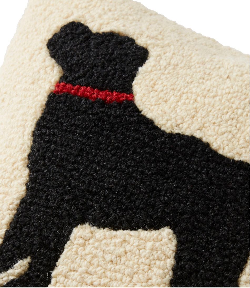Wool Hooked Throw Pillow, Black Dog, 14" x 14" | L.L.Bean online