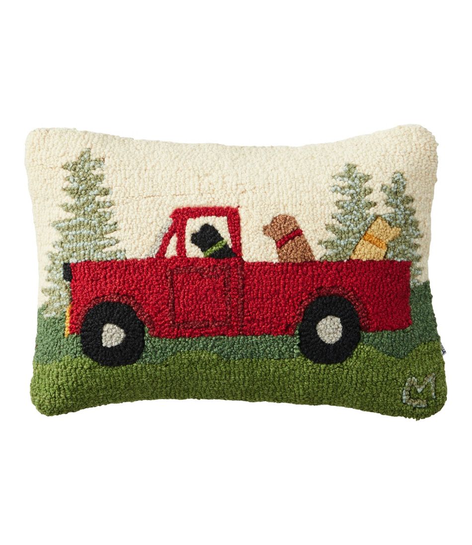 Wool Hooked Throw Pillow, Dog Trio, 14" x 20" | L.L.Bean US