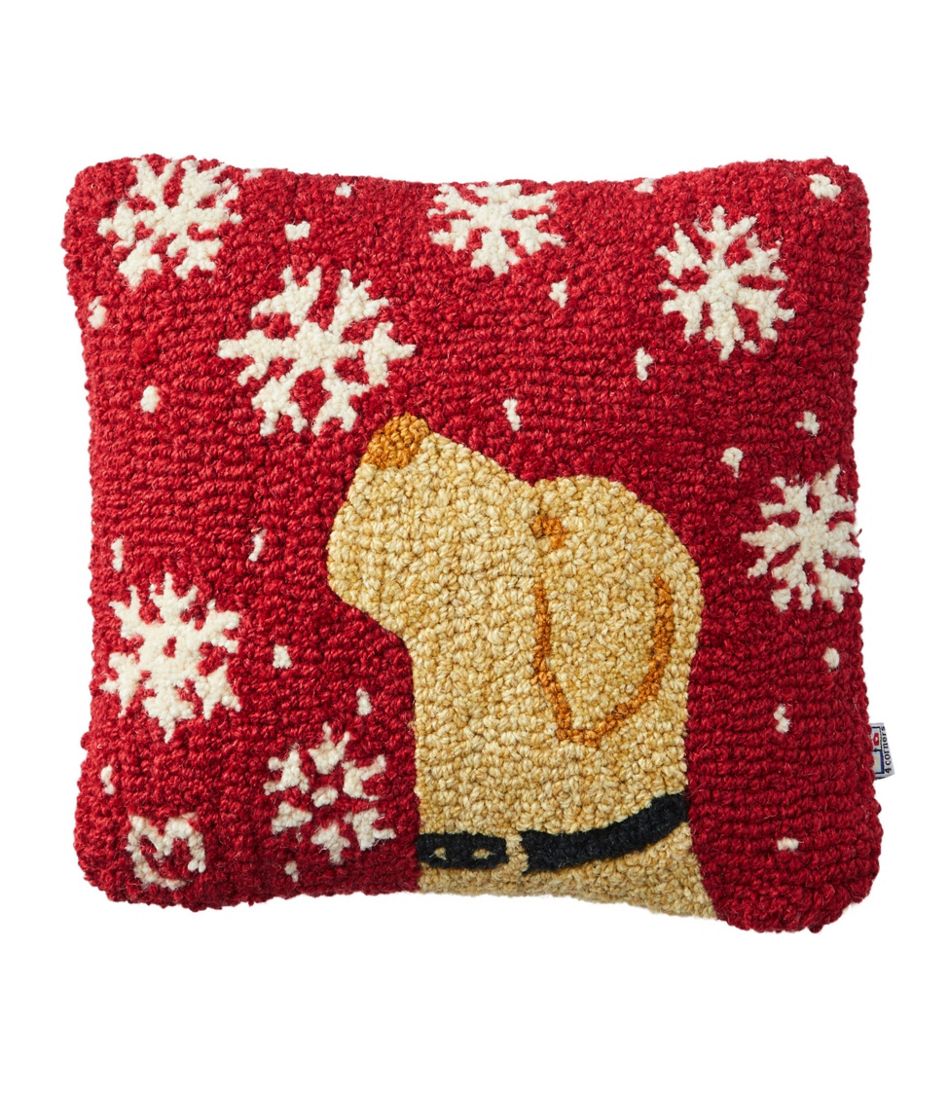 Wool Hooked Throw Pillow, Snowflake Yellow Lab, 14" x 14" | L.L.Bean US