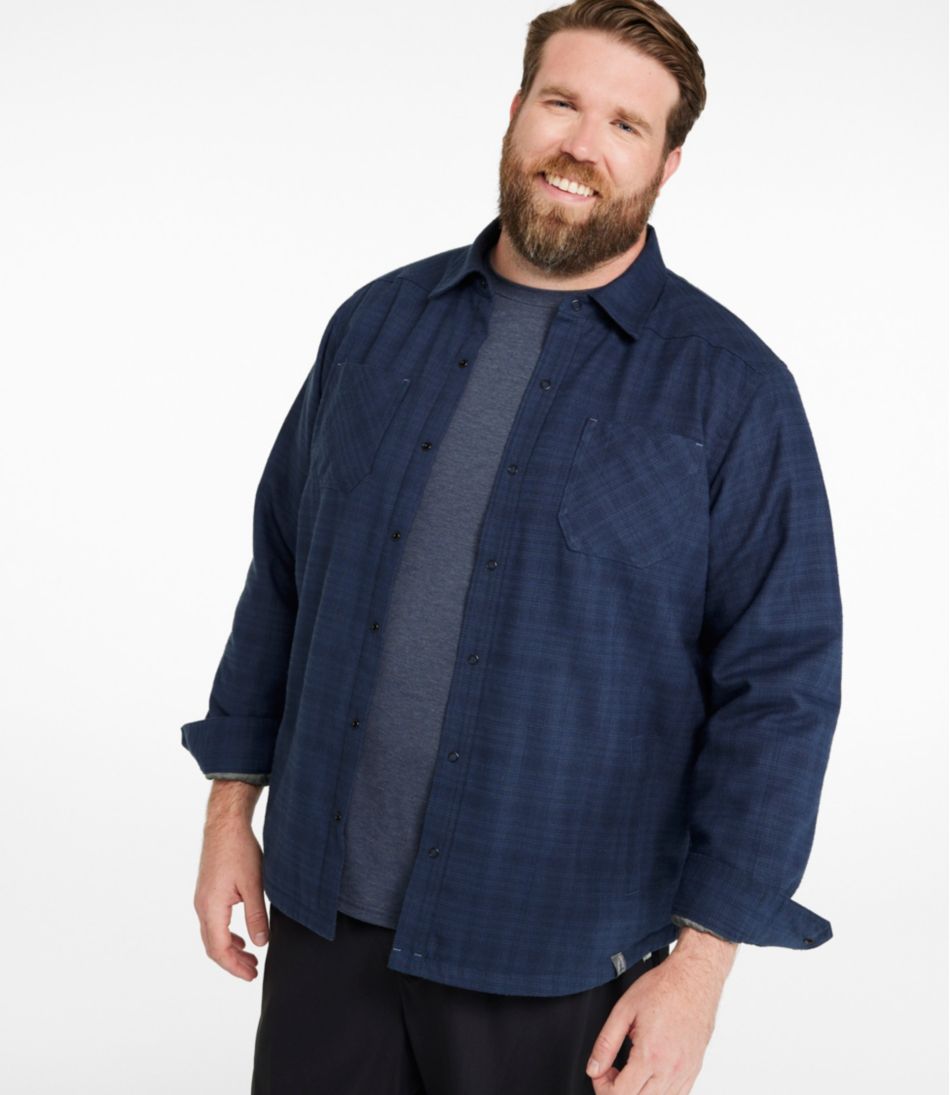 Men's Katahdin Performance Flannel Shirt-Jacket, Hi-Pile Fleece-Lined Solid | L.L.Bean online