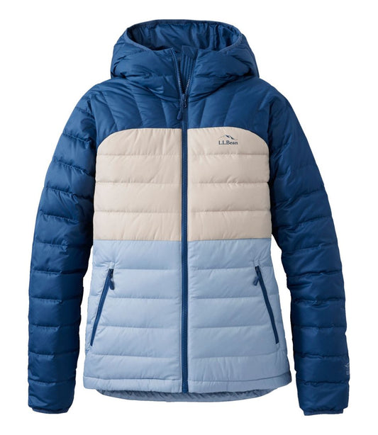 Women's Bean's Down Hooded Jacket, Colorblock | L.L.Bean US