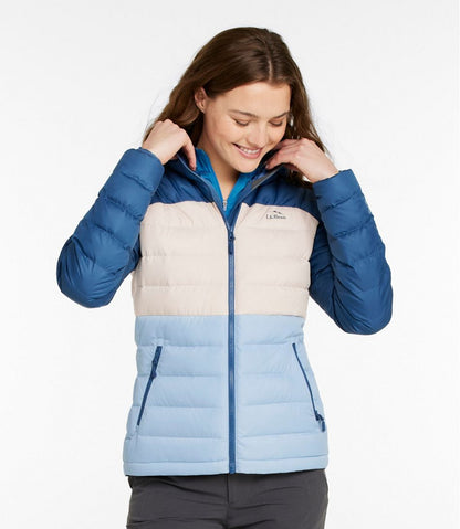 Women's Bean's Down Hooded Jacket, Colorblock | L.L.Bean US