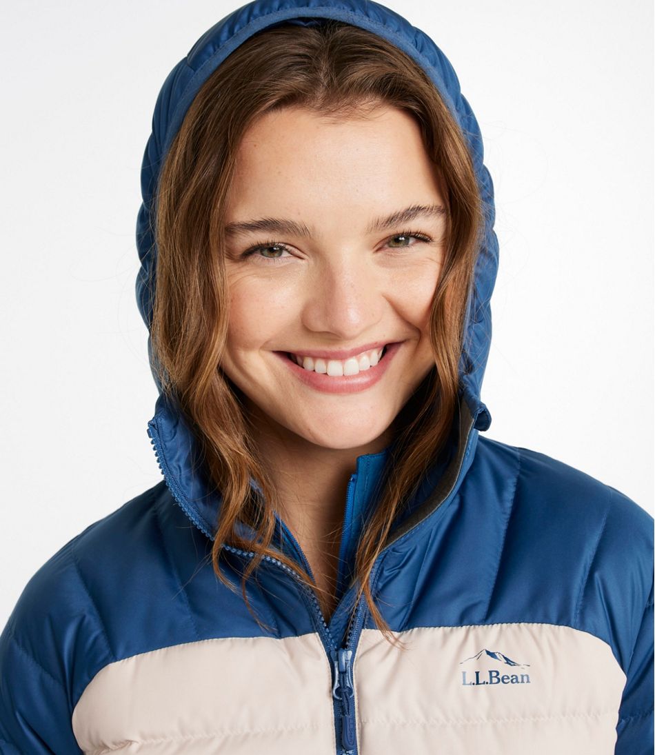 Women's Bean's Down Hooded Jacket, Colorblock | L.L.Bean US