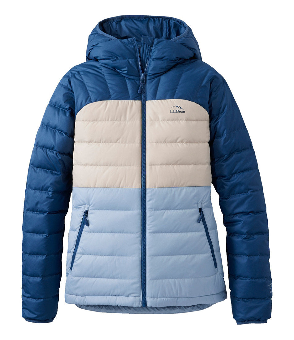 Women's Bean's Down Hooded Jacket, Colorblock | L.L.Bean US